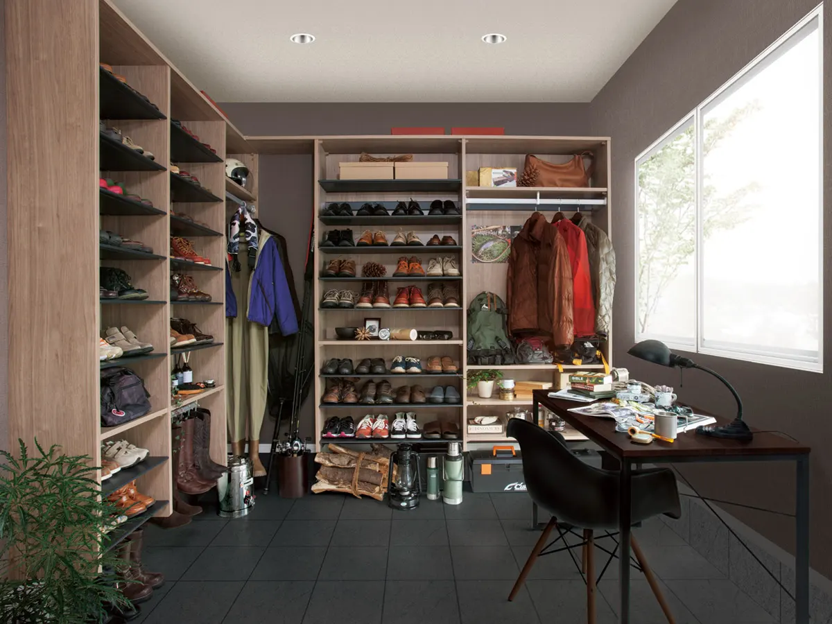シューズクローク収納ウォールゼットエノーク2のL型プラン