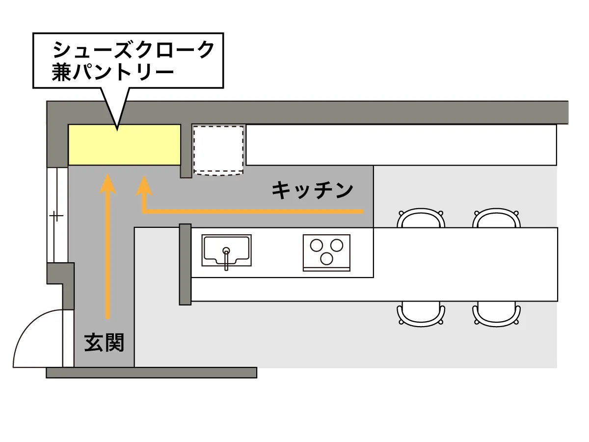 玄関の収納リフォーム実例　平面図