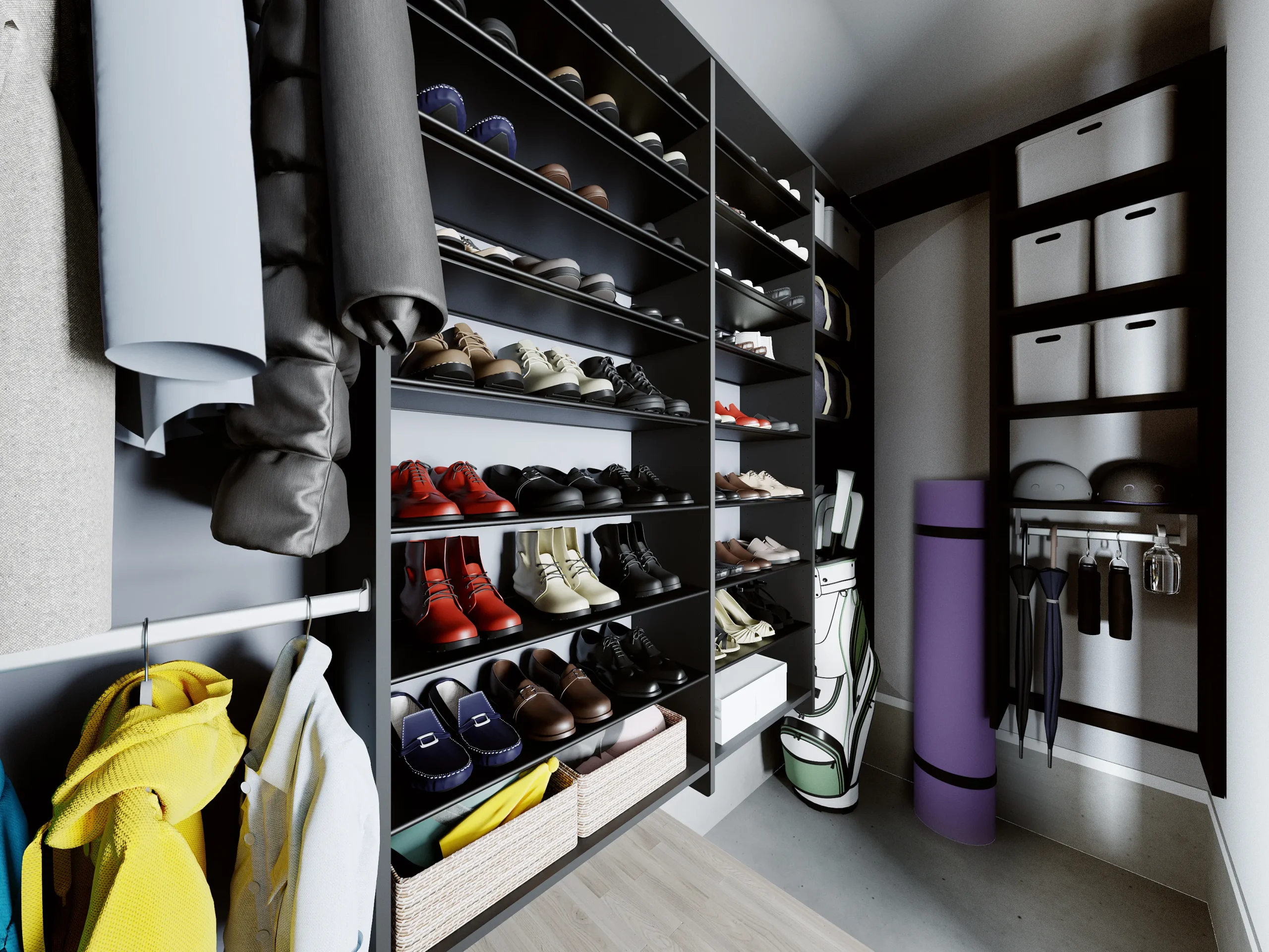 室内からもアクセスできるウォークインクローゼットイメージ