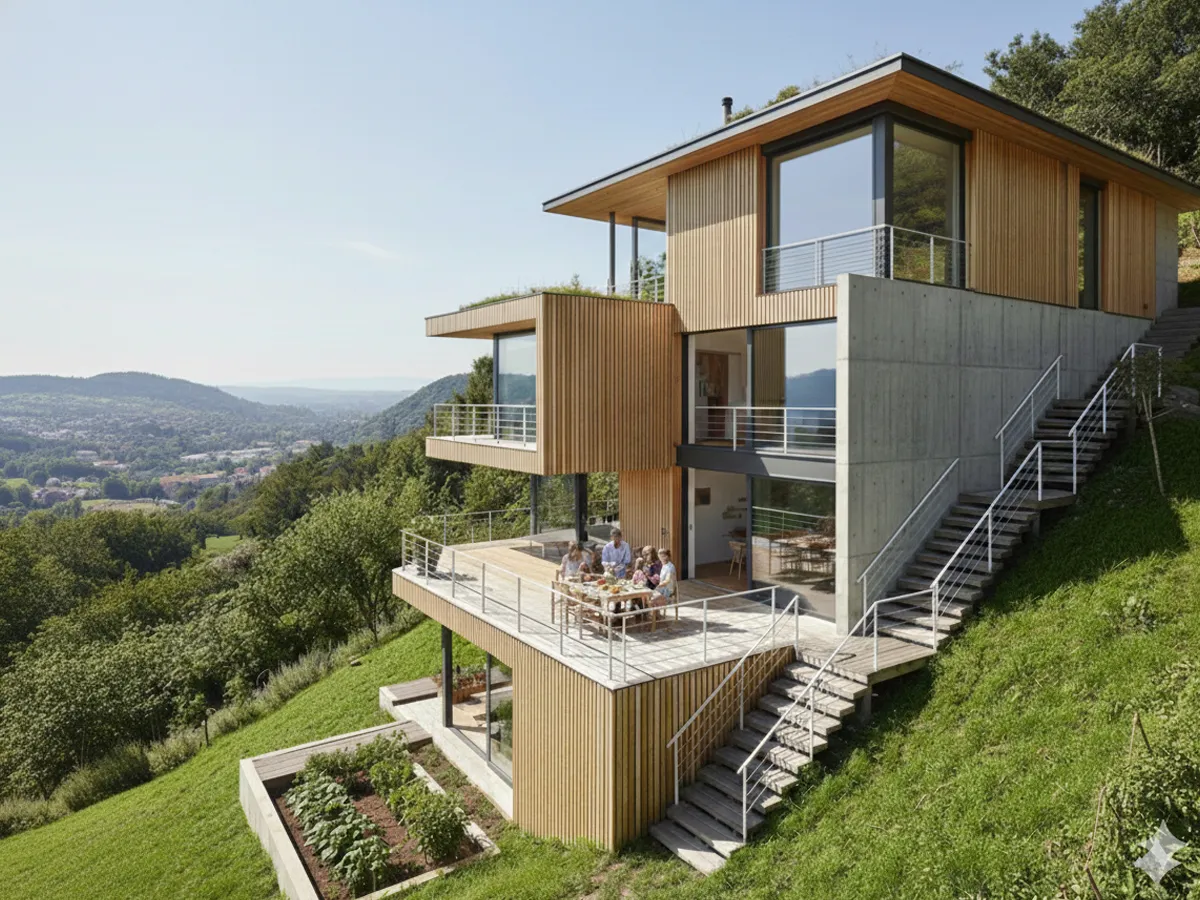 斜面地に立つ住宅のイメージ