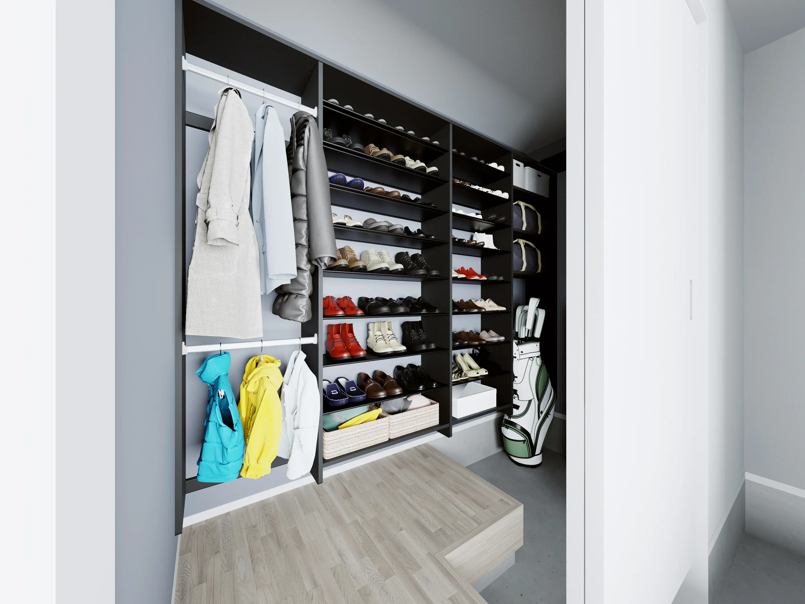 室内からもアクセスできるウォークインクローゼットイメージ