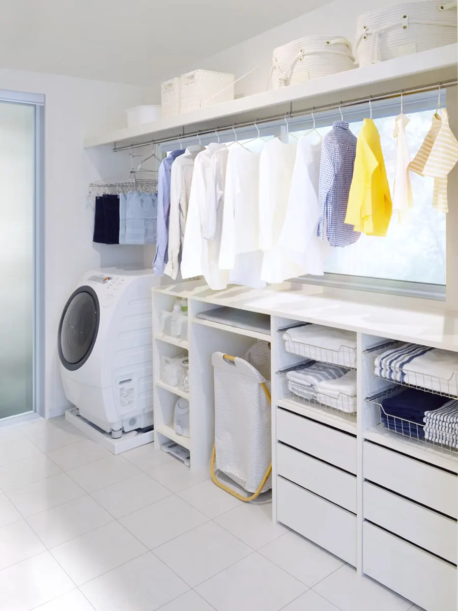 実例あり ランドリールーム 洗濯室は工夫次第で毎日の家事がラクラクに おすすめの収納アイデアもご紹介 収納デザインソムリエ 南海プライウッド株式会社